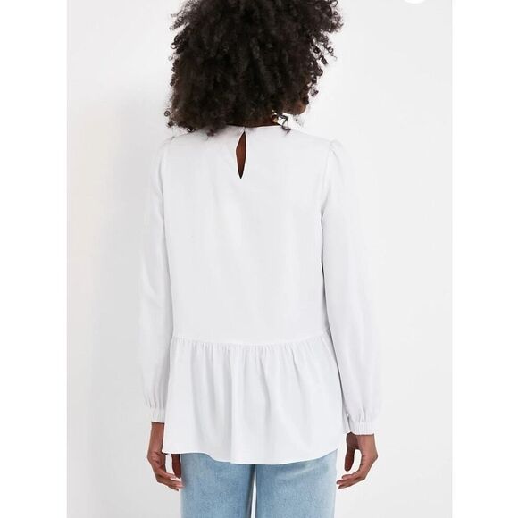 Tuckernuck POMANDER PLACE White Carlota Peplum Blouse Size Small - Picture 2 of 9